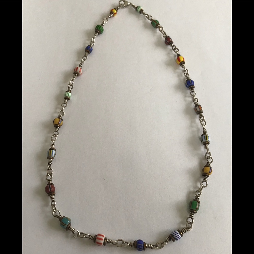 Artisan Sterling Coppery Brass Trade Bead Necklace